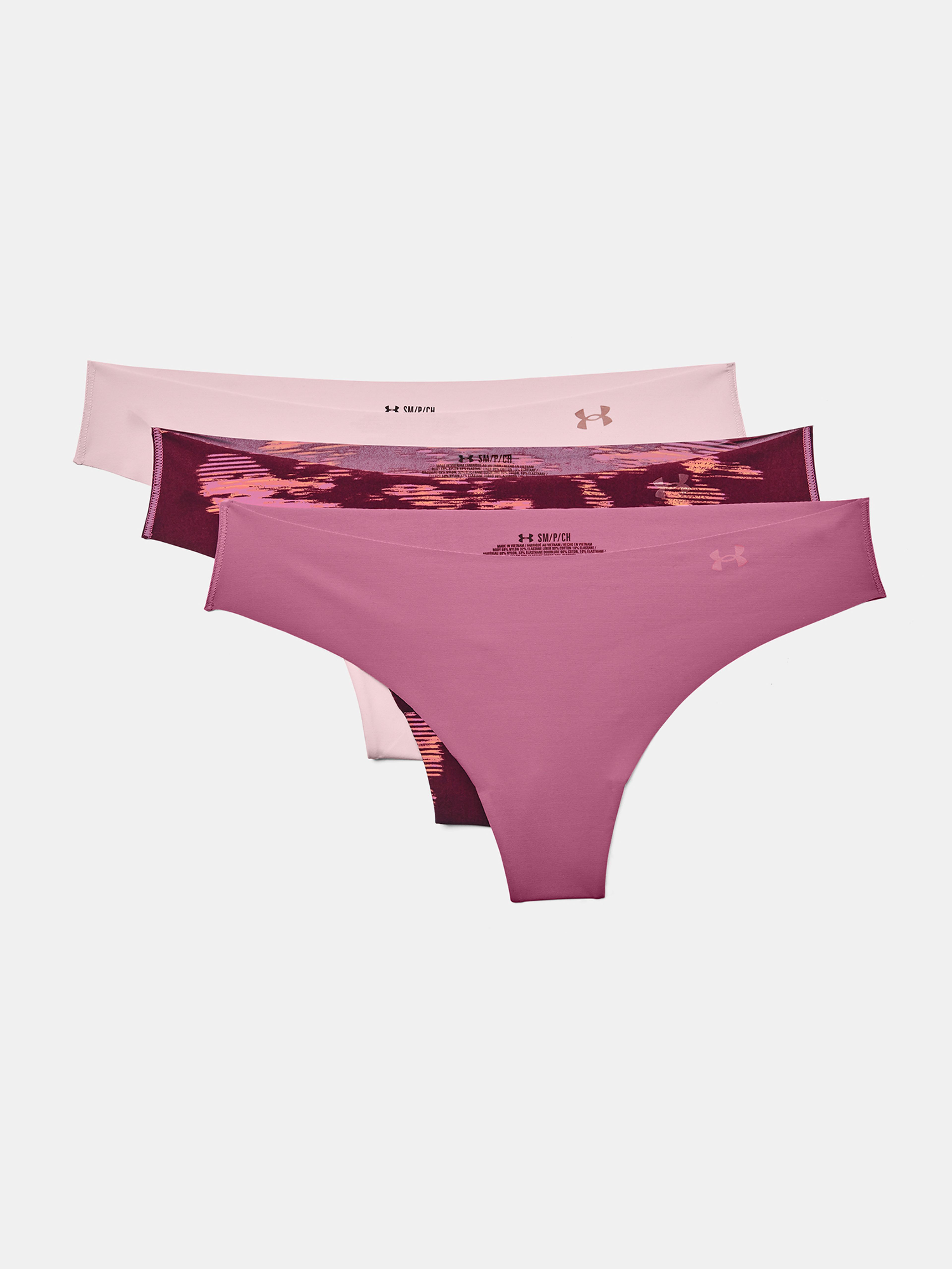 Hlačke Under Armour PS Thong 3Pack Print-PNK