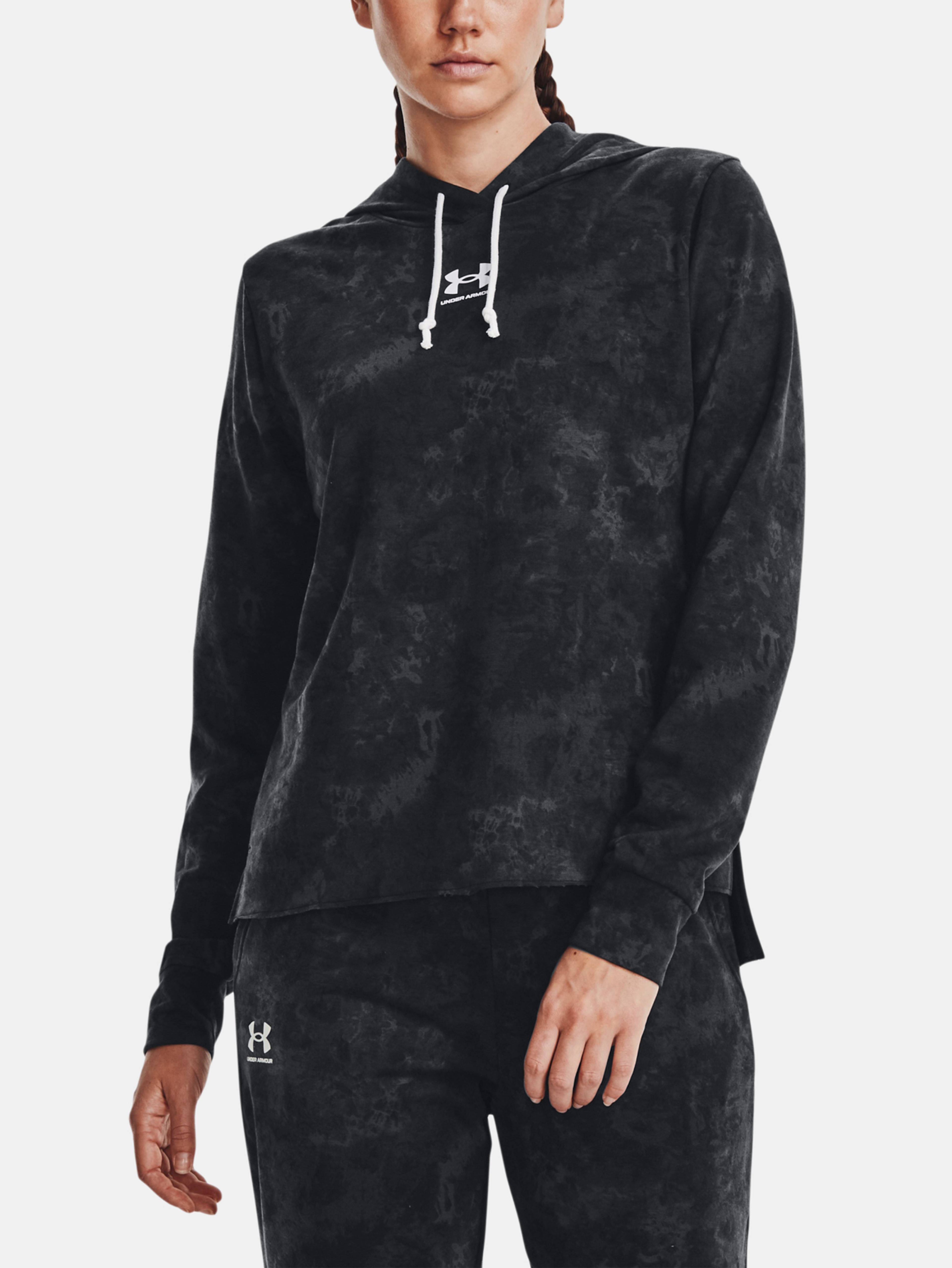 Mikina Under Armour Rival Terry Print Hoodie-BLK