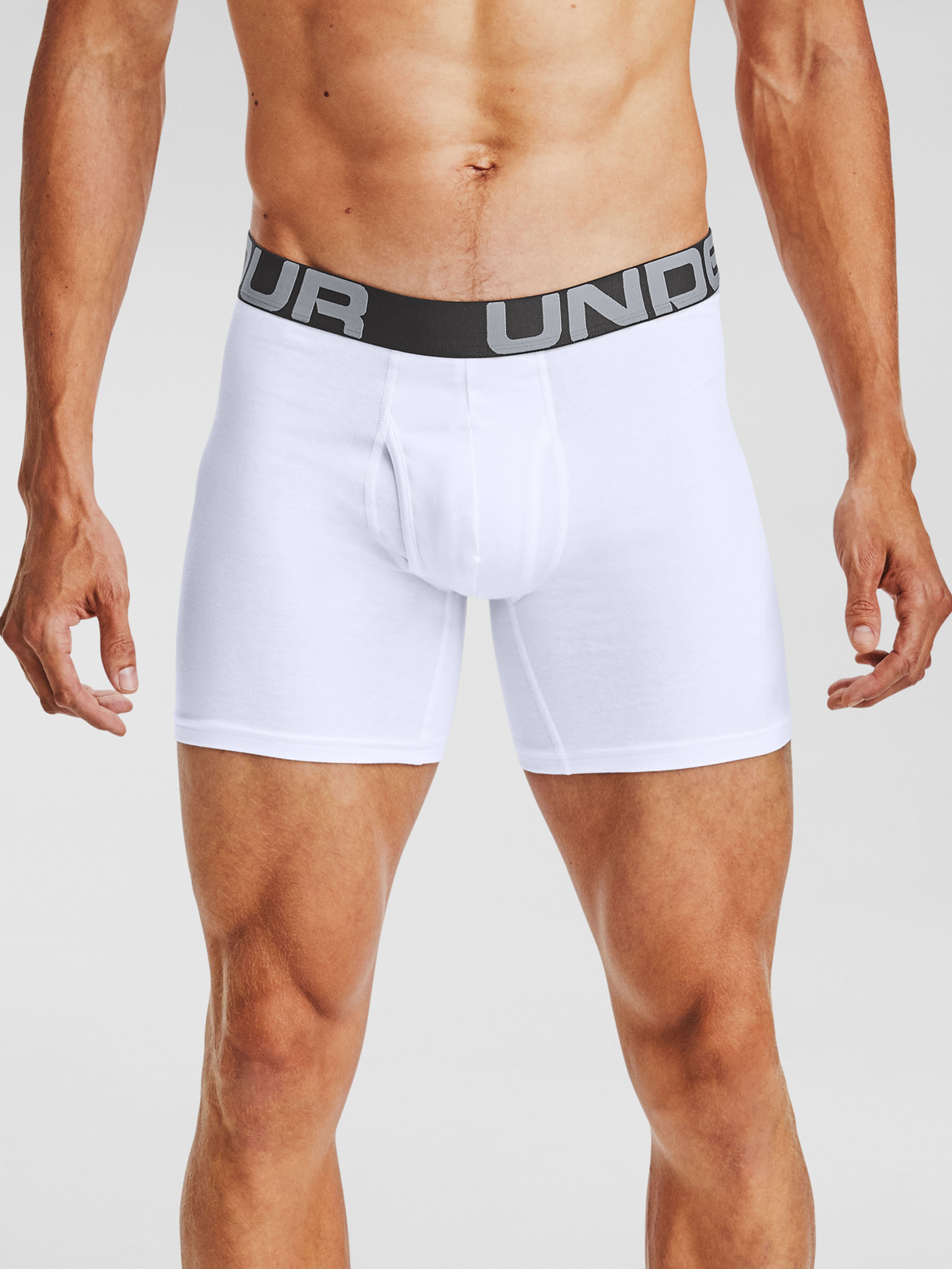 Boxerky Under Armour Charged Cotton 6in 3 Pack-WHT