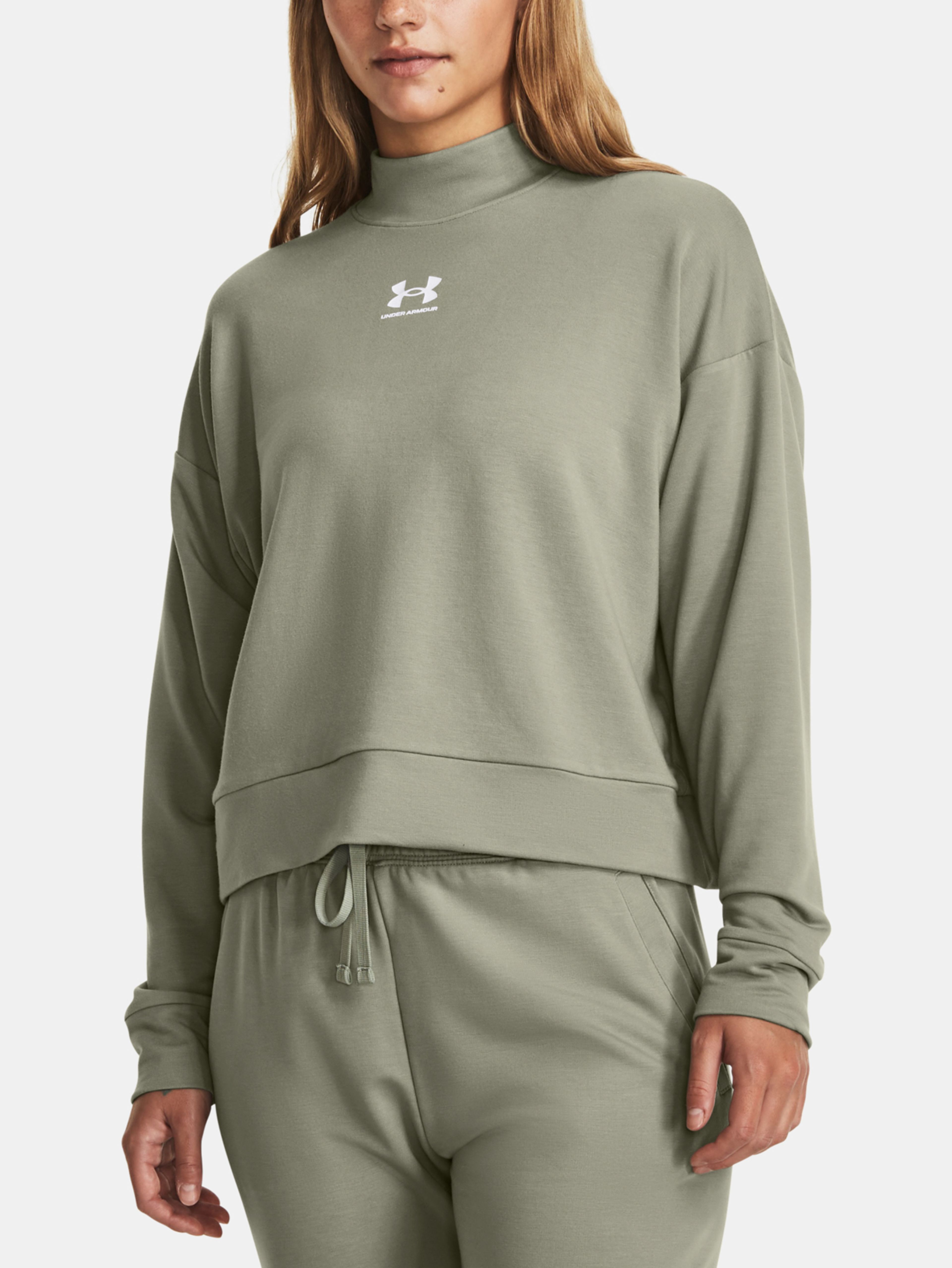 Pulover Under Armour UA Rival Terry Mock Crew-GRN